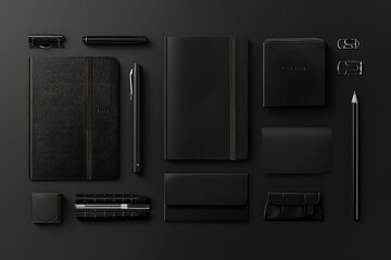 Black and dark branding mockup template set