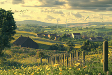 Naklejka premium The photo related to carbon neutrality, emissions reduction, and renewable energy , and sustainability, A heavy industrial site clean energy infrastructure 