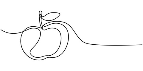 Apple continuous one line drawing, single line art element, minimalist sketch line vector illustration, autum and thanksgiving concept, Continuous Line Drawing Of A On An Apple Transparent background