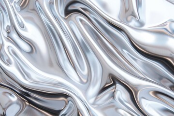 Liquid silver waves, a mesmerizing blend of smooth metallic hues, creating a captivating abstract backdrop that evokes elegance and fluidity, ideal for modern design applications.