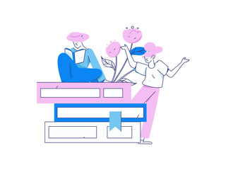 Character reading quietly vector concept operation hand drawn illustration
