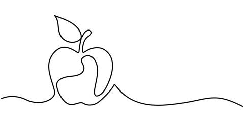 Apple continuous one line drawing, single line art element, minimalist sketch line vector illustration, autum and thanksgiving concept, Continuous Line Drawing Of A On An Apple Transparent background