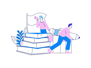 Character reading quietly vector concept operation hand drawn illustration
