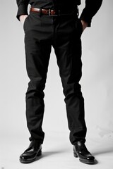 Black Pants. Men's Suit Trousers for Male Fashion in Classic Black Color