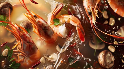 Fresh Shrimp and Vegetables in a Flavorful Seafood Broth.