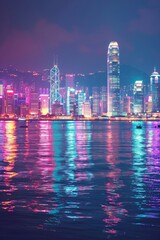 Obraz premium a vibrant city skyline at night. 