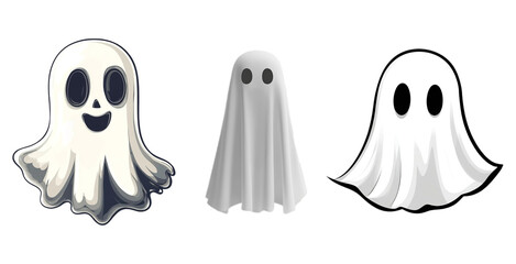 Obraz premium Ghosts isolated on a transparent background.