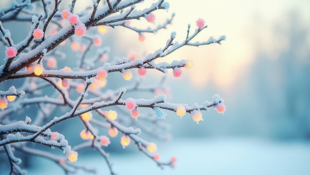 Beautiful christmas winter lights with copy space