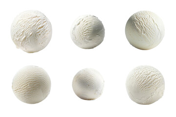 Milk Ice Cream Ball Collection Bundle Set Isolated on a Transparent Background
