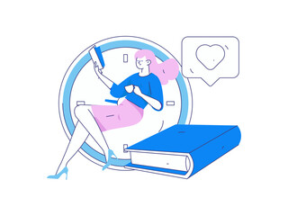 Character reading quietly vector concept operation hand drawn illustration
