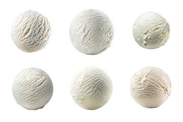 Milk Ice Cream Ball Collection Bundle Set Isolated on a Transparent Background