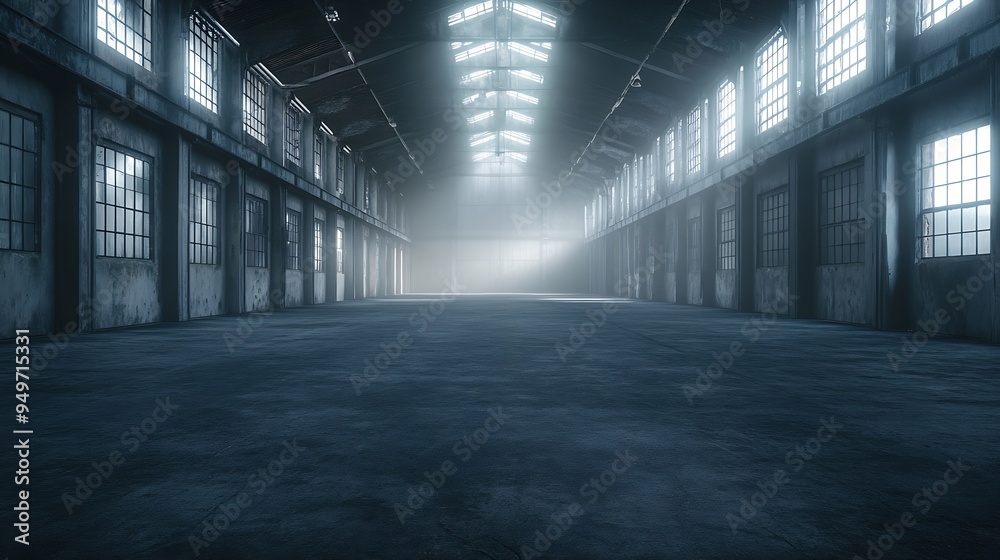 Poster interior industrial corridor in abandoned factory construction and architecture : generative ai