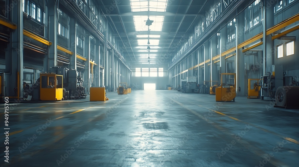 Aufkleber large factory workshop space building : generative ai