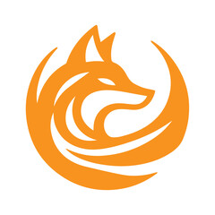 modern and simple orange fox logo icon 