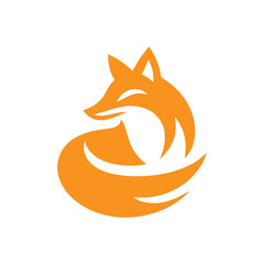 modern and simple orange fox logo icon 