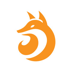 modern and simple orange fox logo icon 