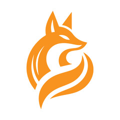 modern and simple orange fox logo icon 