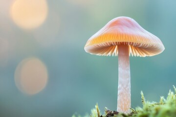 a single, majestic mushroom cap with a velvety texture and a subtle, gradient-like blur in the background