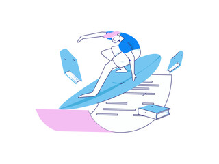 Character reading quietly vector concept operation hand drawn illustration
