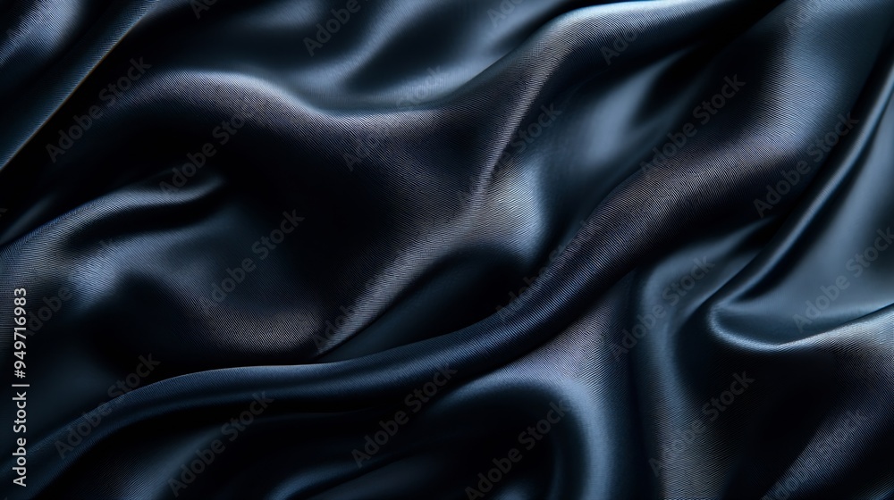 Leinwandbilder black gray satin dark fabric texture luxurious shiny that is abstract silk cloth panorama background