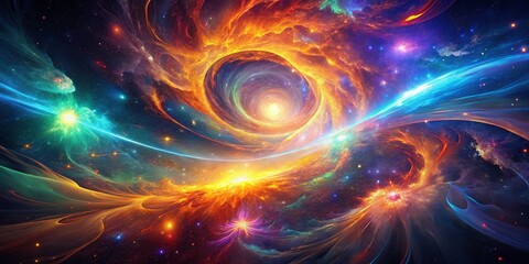 Obraz premium liquid ink nebula explosion vibrant neon colors abstract psychedelic futuristic space galaxy swirls mesmerizing dynamic high energy