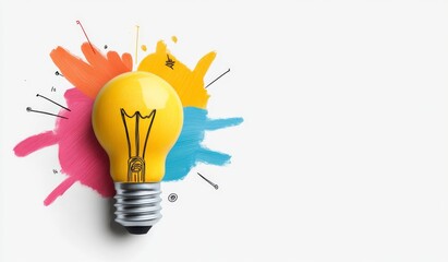 an idea bulb with various creative symbols and icons