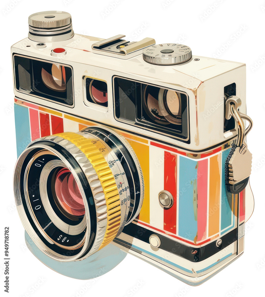 Poster PNG Vintage colorful camera illustration