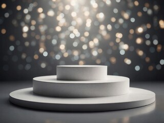 Minimalist White Podium on Geometric Stage.