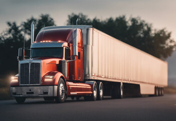 Semi tractor trailer plain