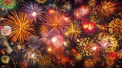 Fototapeta premium pyrotechnics and fireworks new year background