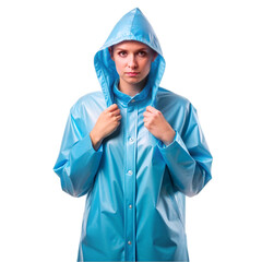 A blue raincoat