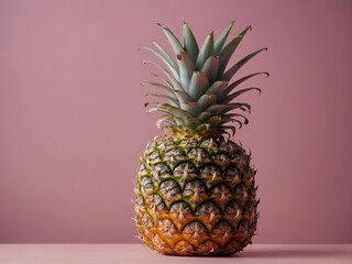 Fototapeta premium Pink pineapple on a pink background Minimal fruit concept.