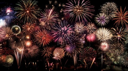 pyrotechnics and fireworks new year background