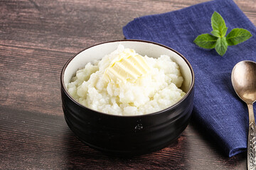 Homemade rice porridge with butter