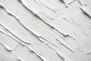 Obraz premium White paint strokes create textured contemporary background on flat surface. Dynamic brushwork forms artistic pattern. Monochromatic design features simplicity and minimalistic style.