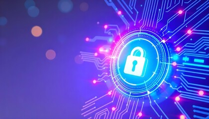 cyber security illustration with padlock