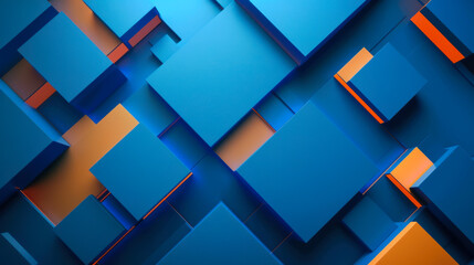 Abstract blue and orange geometric shapes creating a dynamic background pattern