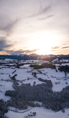 Sunset in the german alps in winter