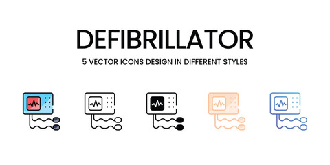Defibrillator icons set vector stock illustration