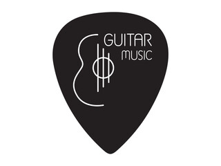 Guitar music line drawing icon. Guitar signature pick design