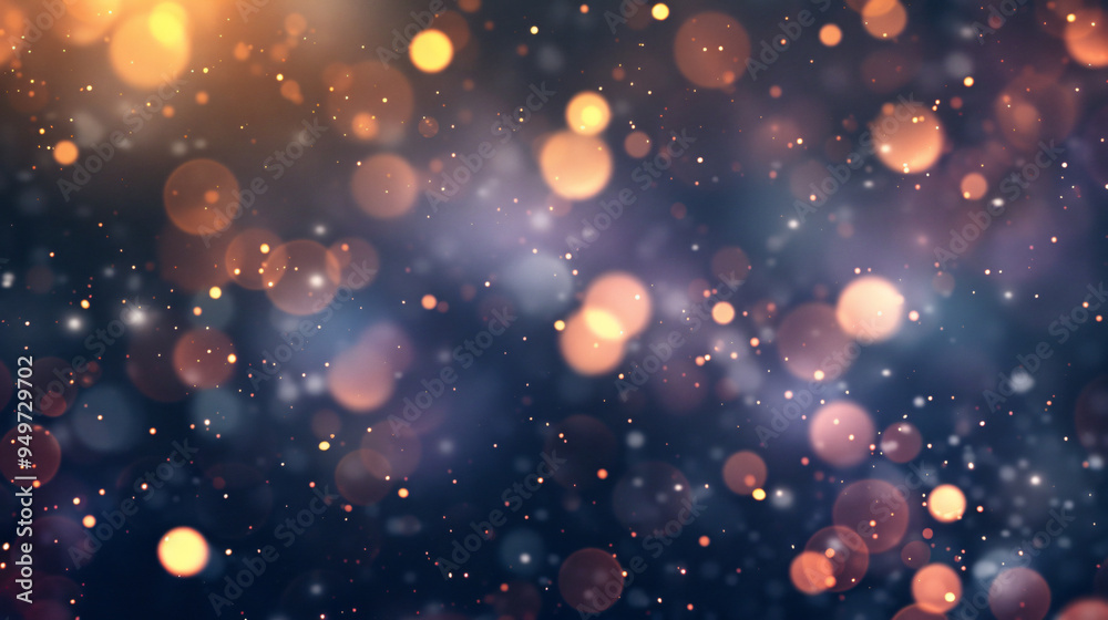 Poster golden particles and shimmering bokeh lights dance across a dark backdrop, infusing your designs wit