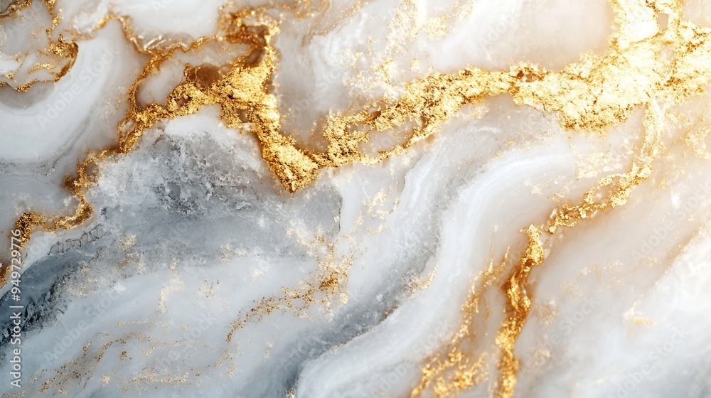 Poster Processed collage of white and gold marble texture Background for banner backdrop or texture for 3D mapping : Generative AI