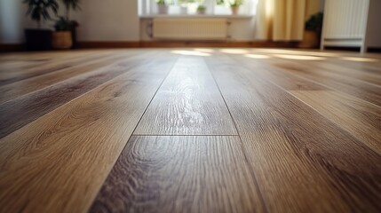 Laying laminate on a floor in an apartment : Generative AI