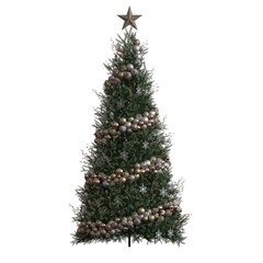 Christmas tree with decorations, isolated on white background, 3D illustration, cg render