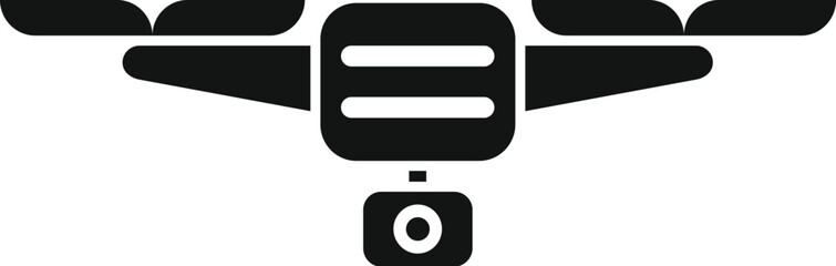 Fototapeta premium Simple icon of a drone with camera taking aerial photography