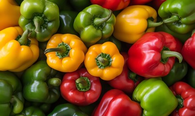 many red yellow and green peppers, Generative AI