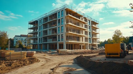 Germany badenwurttemberg fellbach construction of new suburban apartment building : Generative AI