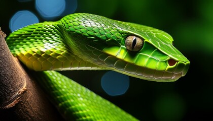 Naklejka premium Close up of a green mamba.