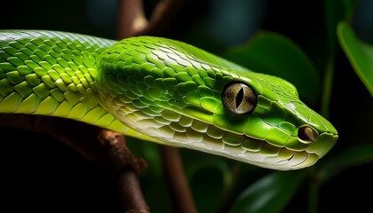 Fototapeta premium Close up of a green mamba.
