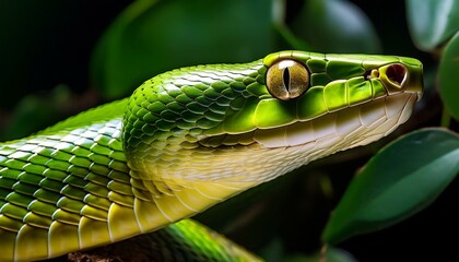 Obraz premium Close up of a green mamba.
